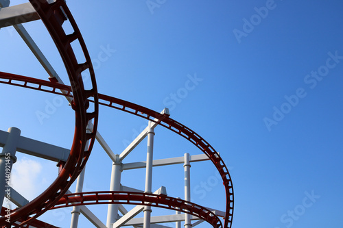 roller coaster with blue sky