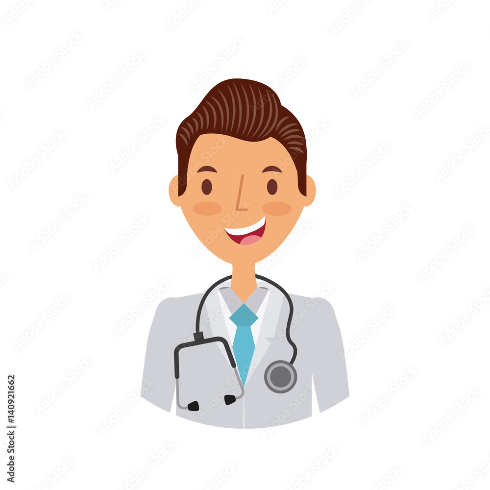 medical doctor cartoon icon over white background. colorful design. vector illustration