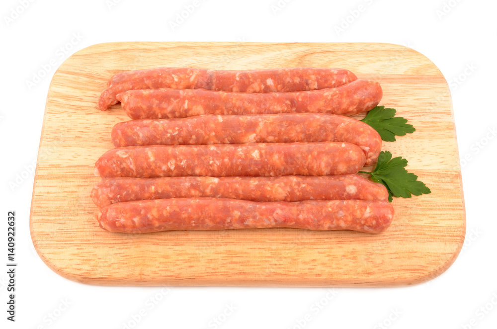 Homemade sausages on a cutting board Homemade sausages on a cutting board