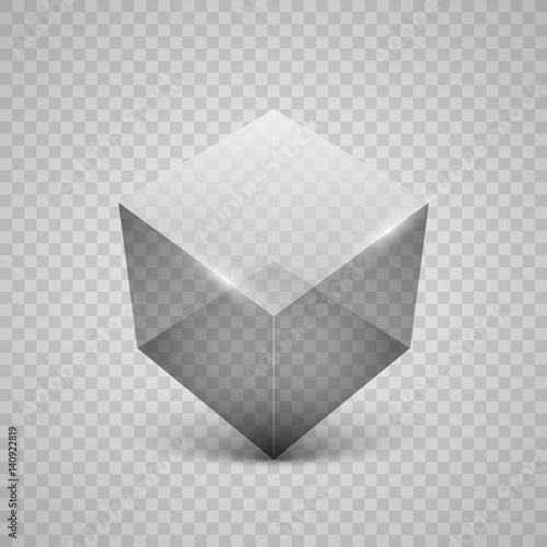 Transparent glass cube on simple background  vector illustration