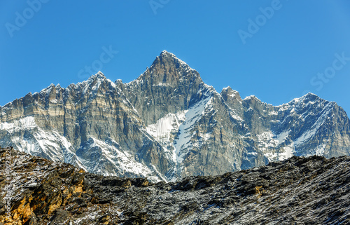 The fourth in the world at the height of mount Lhotse (8516 m), view from the Chhukhung Ri - Everest region, Nepal photo