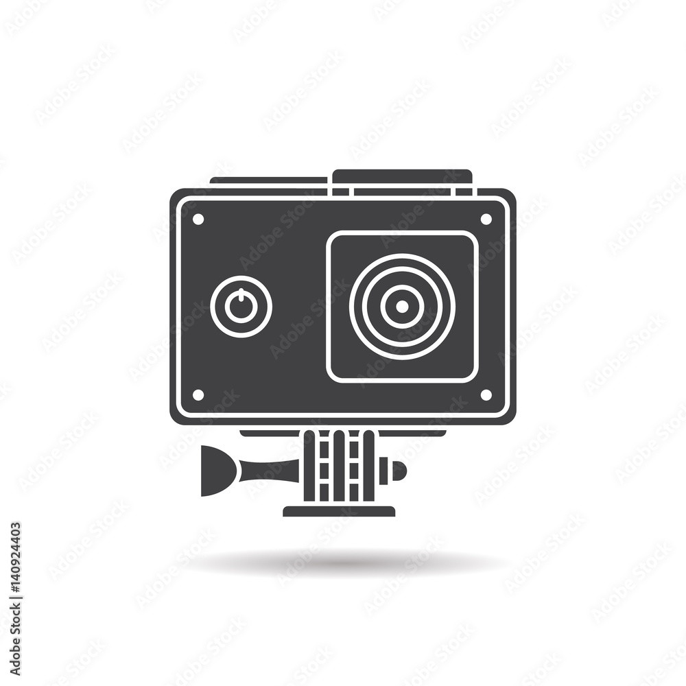 Action camera in protection case icon Action camera in protection case icon
