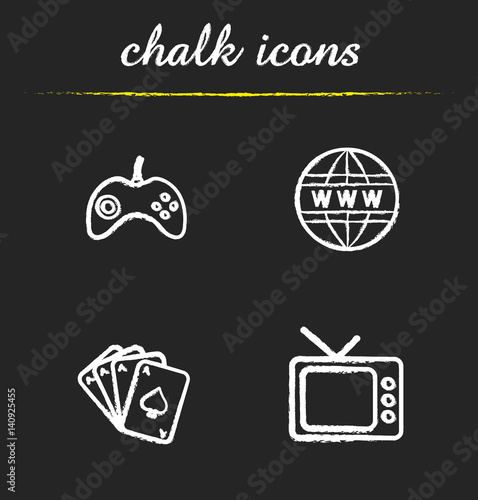 Bad habits chalk icons set