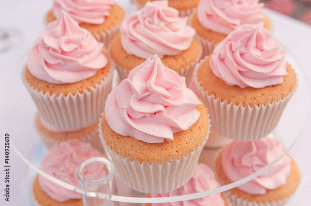Cupcakes with pink cream Cupcakes with pink cream