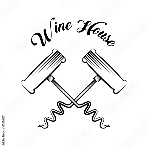 corkscrew on cross shape over white background. wine house related icons. vector illustration