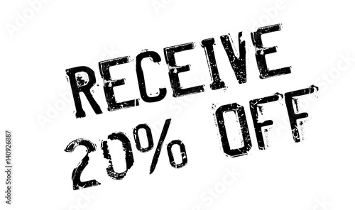 Receive 20 Off rubber stamp. Grunge design with dust scratches. Effects can be easily removed for a clean, crisp look. Color is easily changed.