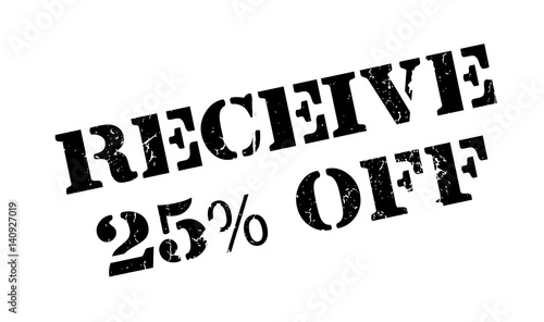 Receive 25 Off rubber stamp. Grunge design with dust scratches. Effects can be easily removed for a clean, crisp look. Color is easily changed.