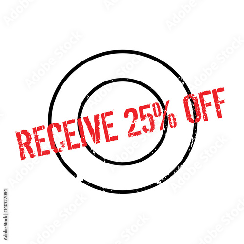 Receive 25 Off rubber stamp. Grunge design with dust scratches. Effects can be easily removed for a clean, crisp look. Color is easily changed.