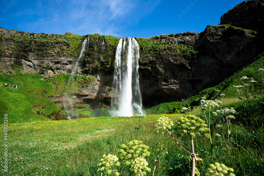Famous waterfall Seljalandsfoss, Iceland. Famous waterfall Seljalandsfoss, Iceland.