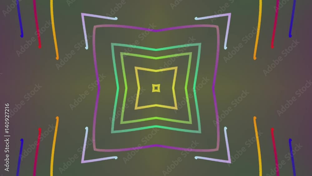 Abstract colored lines pattern. Motion background. Seamless Loop. Kaleidoscope.