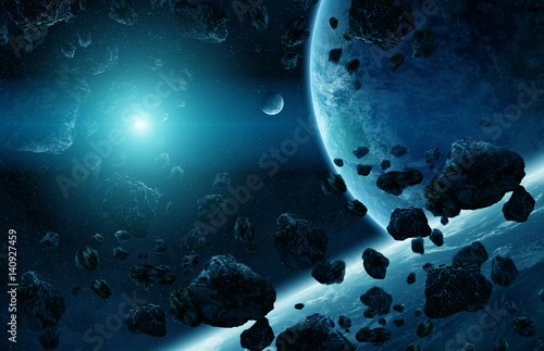 Fototapeta Naklejka Na Ścianę i Meble -  Distant planet system in space 3D rendering