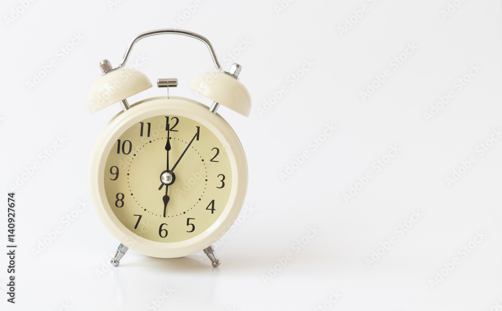 Retro color alarm clock on white background Retro color alarm clock on white background