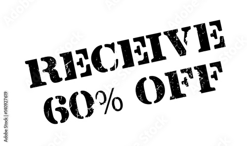 Receive 60 Off rubber stamp. Grunge design with dust scratches. Effects can be easily removed for a clean, crisp look. Color is easily changed.