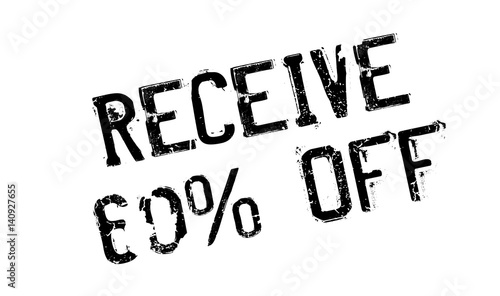Receive 60 Off rubber stamp. Grunge design with dust scratches. Effects can be easily removed for a clean, crisp look. Color is easily changed.
