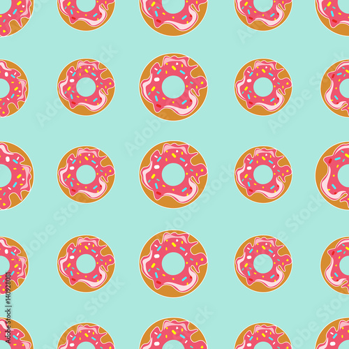 Seamless pattern with donut glaze on a turquoise background.