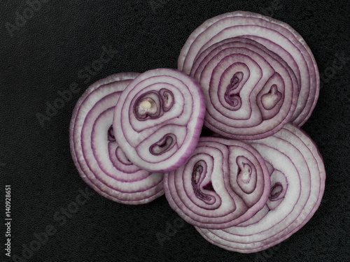 Sliced Raw Uncooked Red Onions