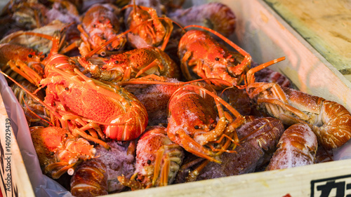 closeup boiled craw fish and shrimp and prawn for background uses