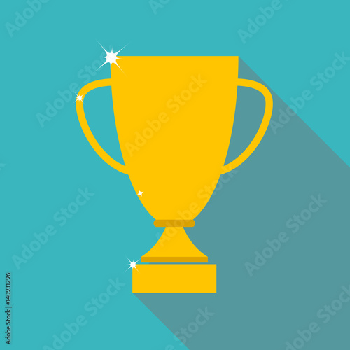 Trophy cup. Flat design icon.