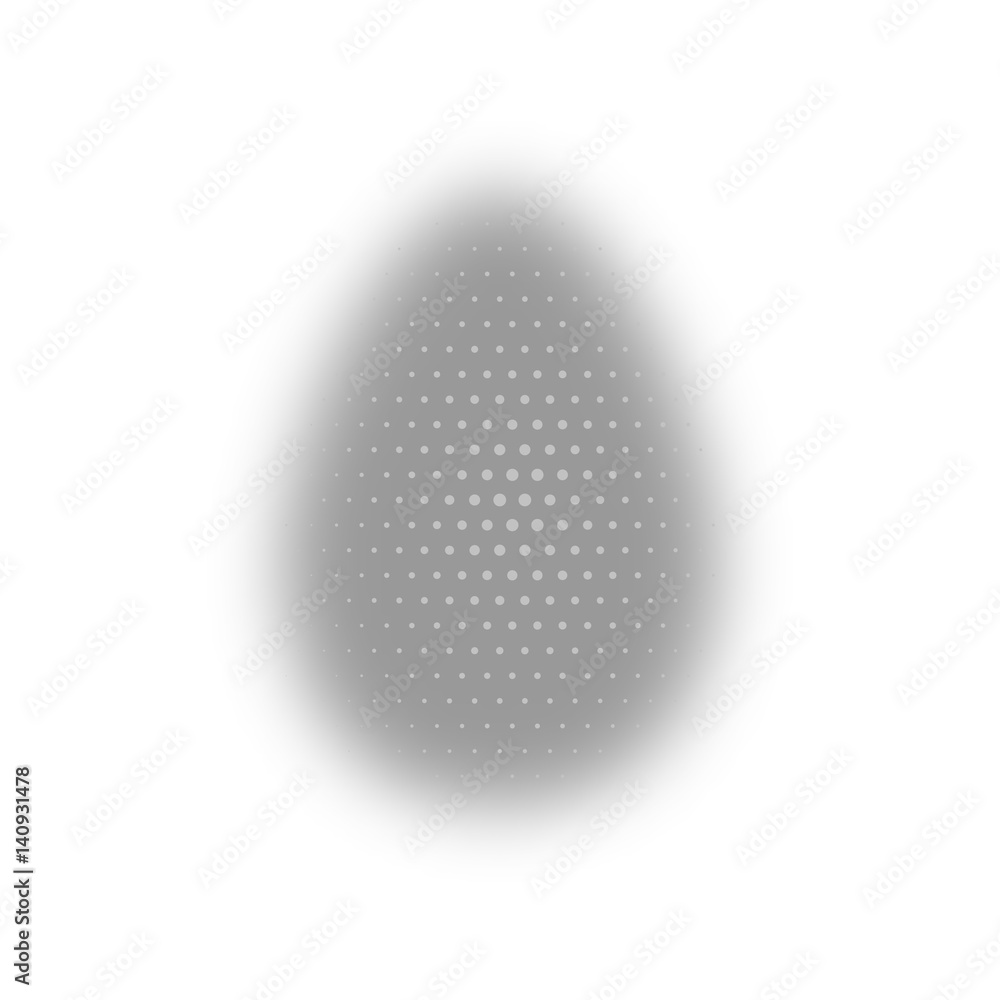 Easter egg grey, blurred. Happy Easter. Christ Is Risen. halftone effect. white, festive background. vector illustration.