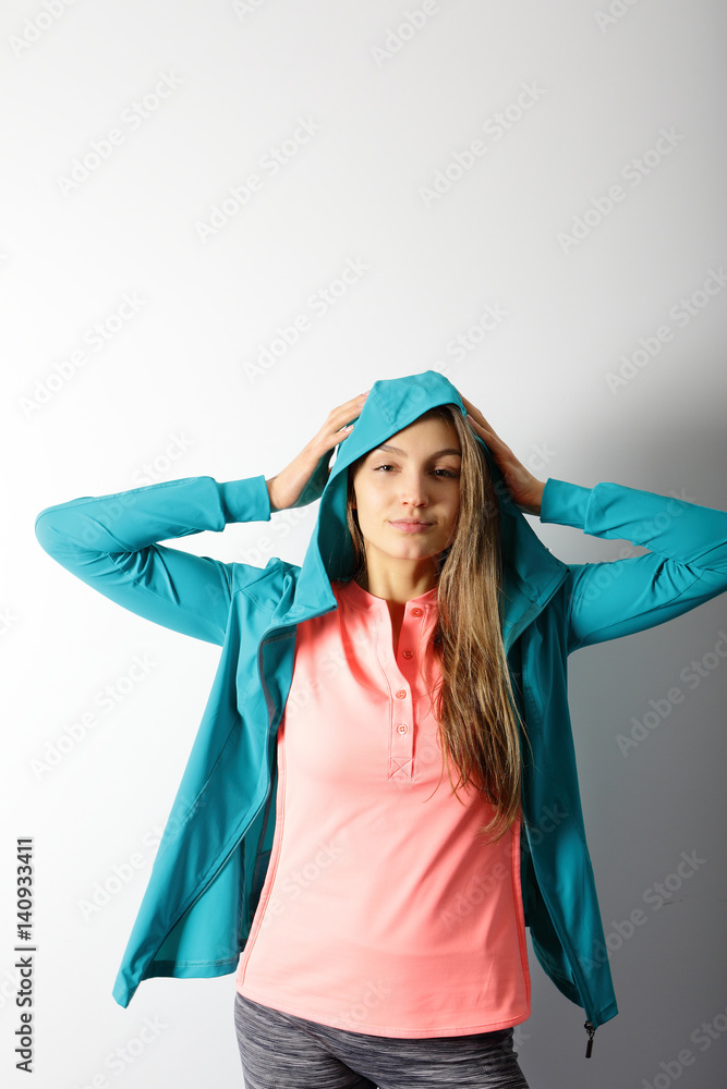 Yoga girl in sportswear on a white background Yoga girl in sportswear on a white background