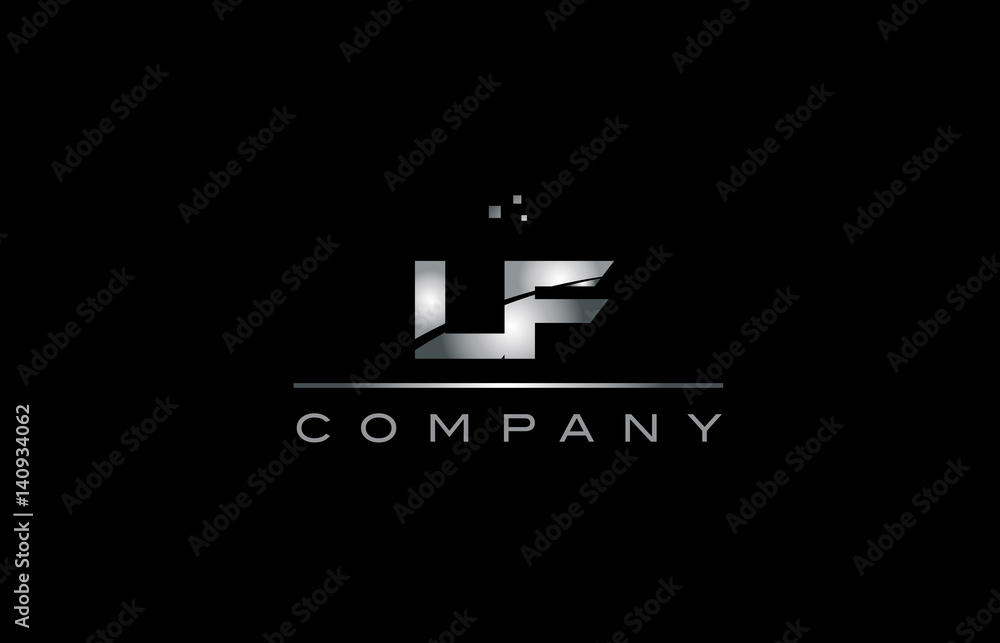 Εκτύπωση καμβά lf l f  silver grey metal metallic alphabet letter logo icon template