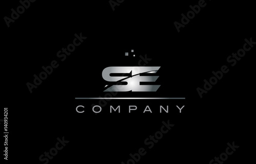se s e  silver grey metal metallic alphabet letter logo icon template