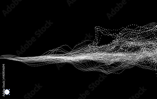 Array with Dynamic Particles. Wavy Background with Motion Effect.