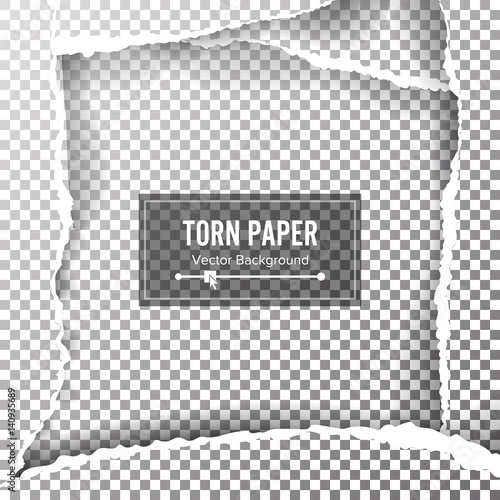 Torn Paper Blank Vector. Ripped Edges With Space For Text. Torn Page Banner For Web And Print. Sale Promo, Advertising, Presentation. Damaged Torn Paper For design.