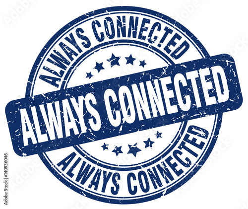 always connected blue grunge stamp
