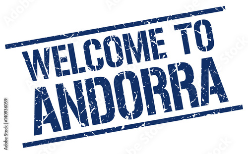 welcome to Andorra stamp