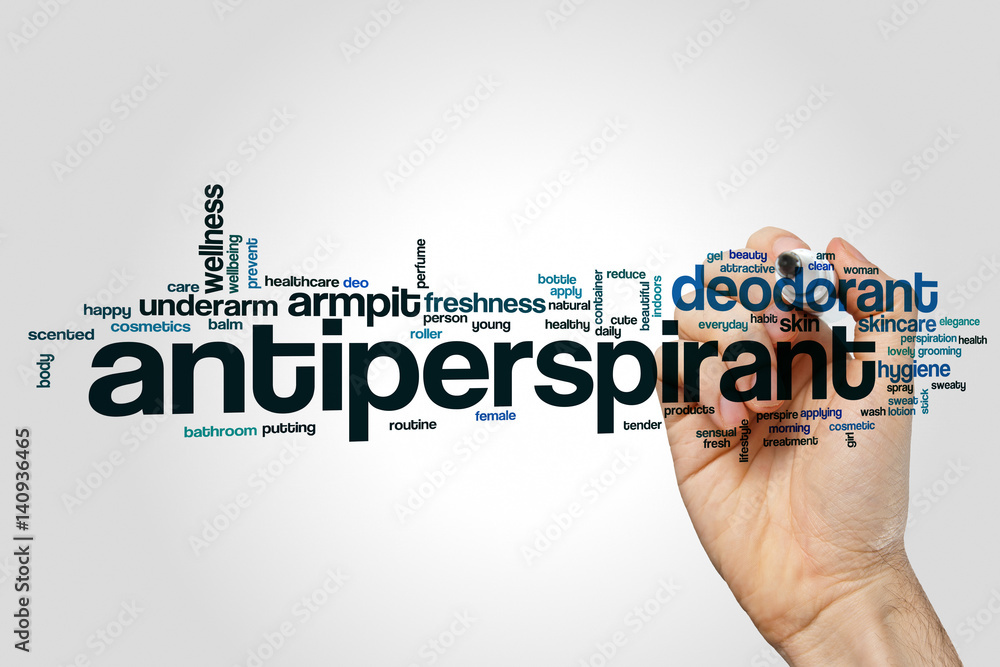 Antiperspirant word cloud on grey background Antiperspirant word cloud on grey background