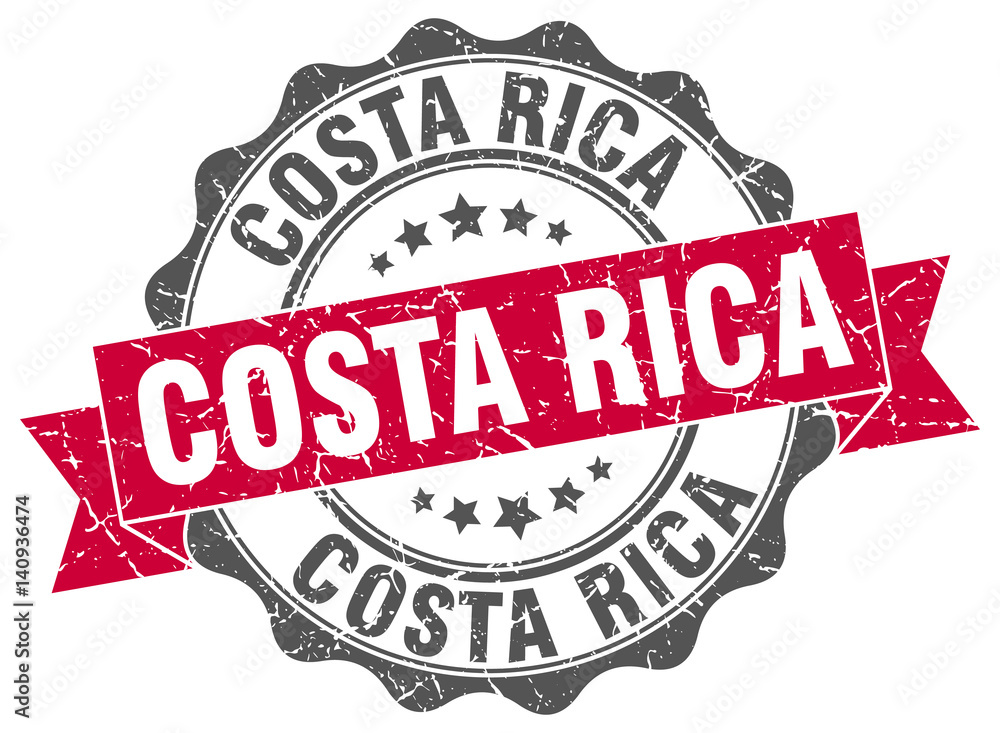 Obraz premium Costa Rica round ribbon seal