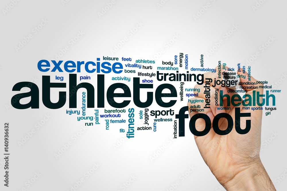 Athlete foot word cloud concept on grey background Athlete foot word cloud concept on grey background