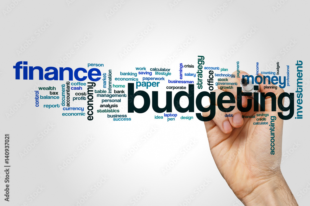 Budgeting word cloud concept on grey background Budgeting word cloud concept on grey background