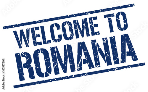 welcome to Romania stamp