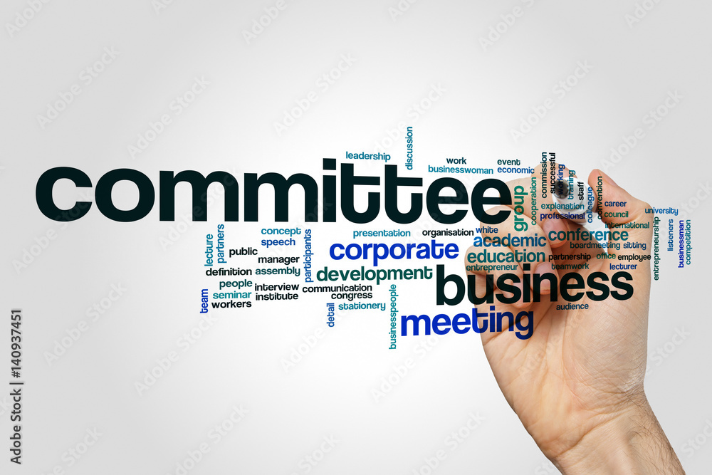 Committee word cloud on grey background - obrazy, fototapety, plakaty 