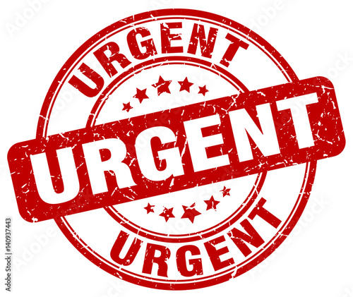 urgent red grunge round vintage rubber stamp