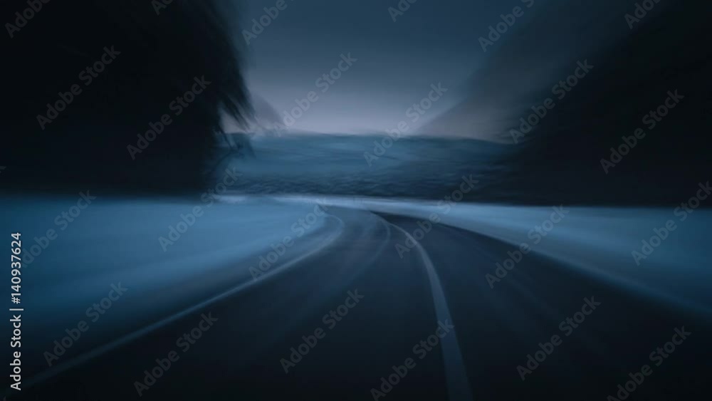 Winter mountain road 4K Timelapse long exposures 003-1 Winter mountain road 4K Timelapse long exposures 003-1