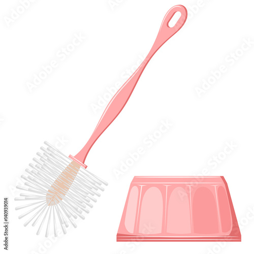Vector toilet brush on a white background. Isolated toilet hygiene item. Stock vector
