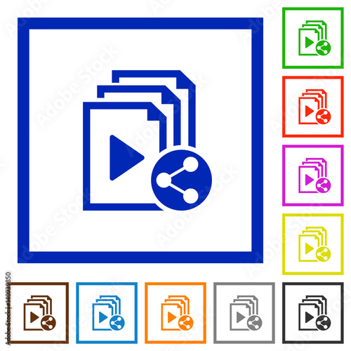 Share playlist flat framed icons