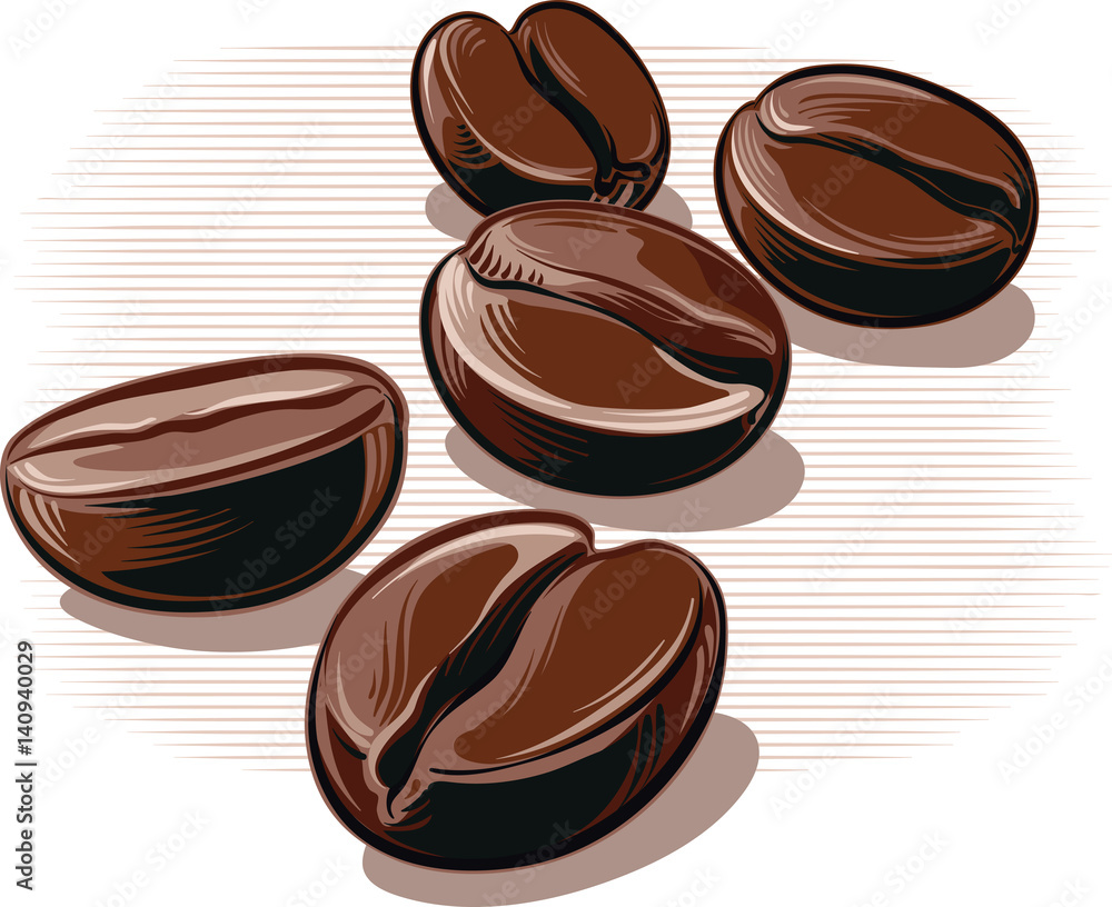 Coffee beans, roasted on a white background. Coffee beans, roasted on a white background.