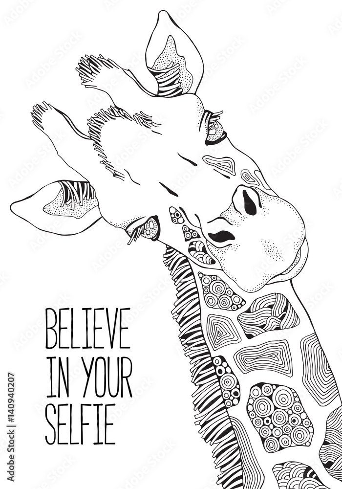 Obraz premium Książka do kolorowania dla dorosłych i dzieci. Żyrafa