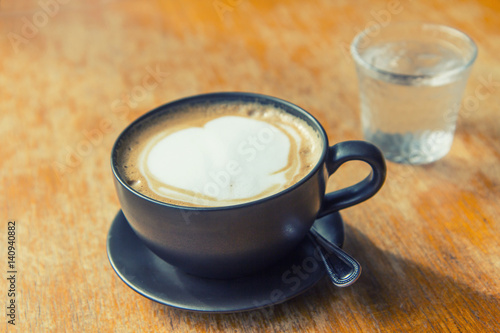 hot coffee on the table