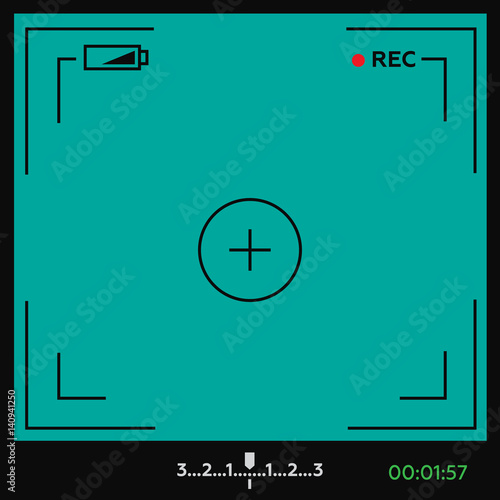 Camera viewfinder. Template focusing screen of the camera. Viewfinder camera recording