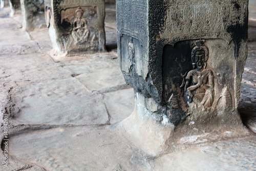 ancient columns in Angkor Wat