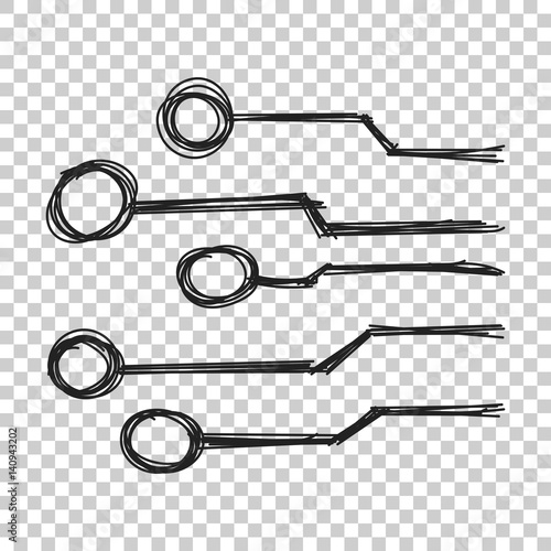 Hand drawn circuit board icon. Doodle scetch technology scheme symbol flat vector illustration on isolated background.