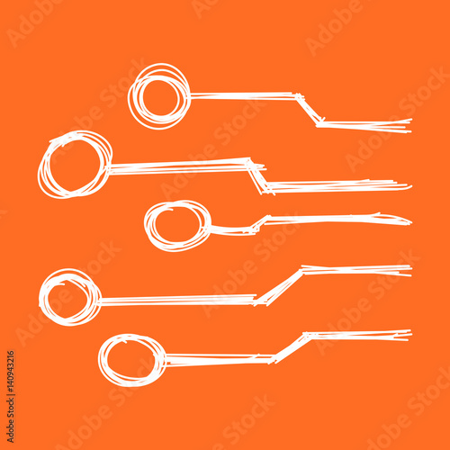 Hand drawn circuit board icon. Doodle scetch technology scheme symbol flat vector illustration on orange background.
