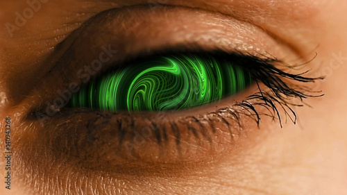Photography Eye iris with abstract neural network pattern