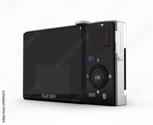 digital photo camera isolated on white background 3d render