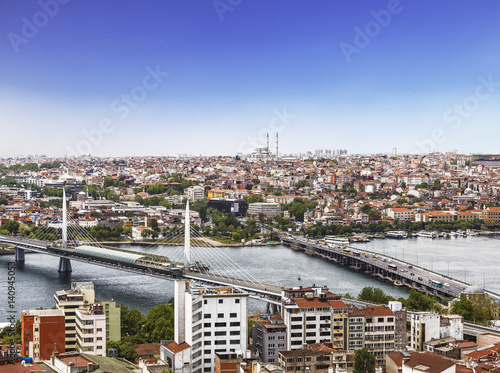 Aerial view of golden horn bay and Istanbul. Turkey